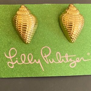 Lilly Pulitzer Conch Shell Goldtone earrings. 3/4” long, post back. New on card.